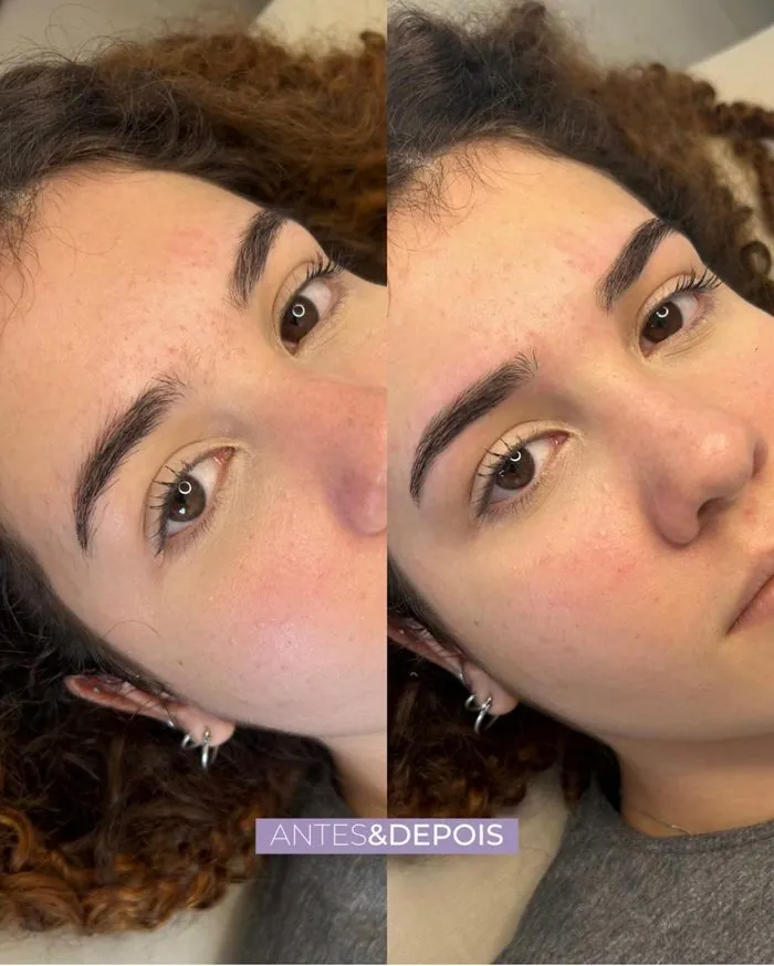 Antes e depois design de sobrancelha